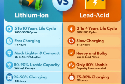 difference between lithium-ion and lead-acid battery chart